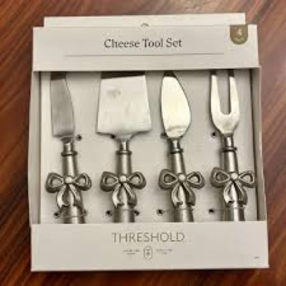 Threshold Silver Cheese Knife Set with Bow Accents